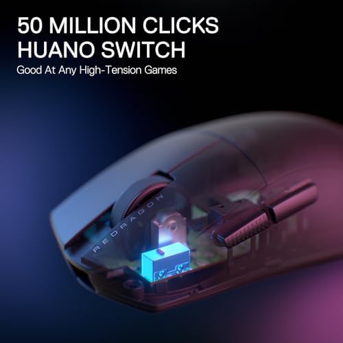 Redragon M916 PRO 3 Mode Wireless Gaming Mouse  Hype Speed 4K Polling Rate  49G Ultra Light 26K DPI Mouse w/Ergonomic Natural Grip Build  Redefinable Macro Buttons  Software Supported