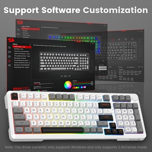 Redragon Wireless Mechanical Keyboard  3 Mode Gasket Mounted RGB Gaming Keyboard with Volume Knob  Pre Lubed Linear Switches  MDA Profile  98 Keys Hot Swappable Creamy Keyboard for PC/Tablet/Xbox/PS4
