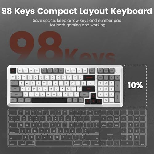 Redragon Wireless Mechanical Keyboard  3 Mode Gasket Mounted RGB Gaming Keyboard with Volume Knob  Pre Lubed Linear Switches  MDA Profile  98 Keys Hot Swappable Creamy Keyboard for PC/Tablet/Xbox/PS4