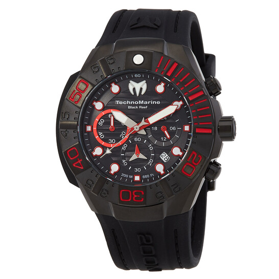 Reef Black Chronograph GMT Quartz Black Dial Men s Watch