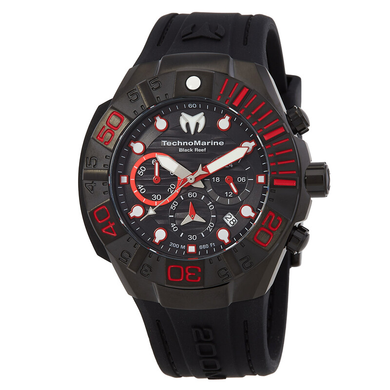 Technomarine Reloj de hombre Reef Black Chronograph GMT Quartz con esfera negra TM-523010