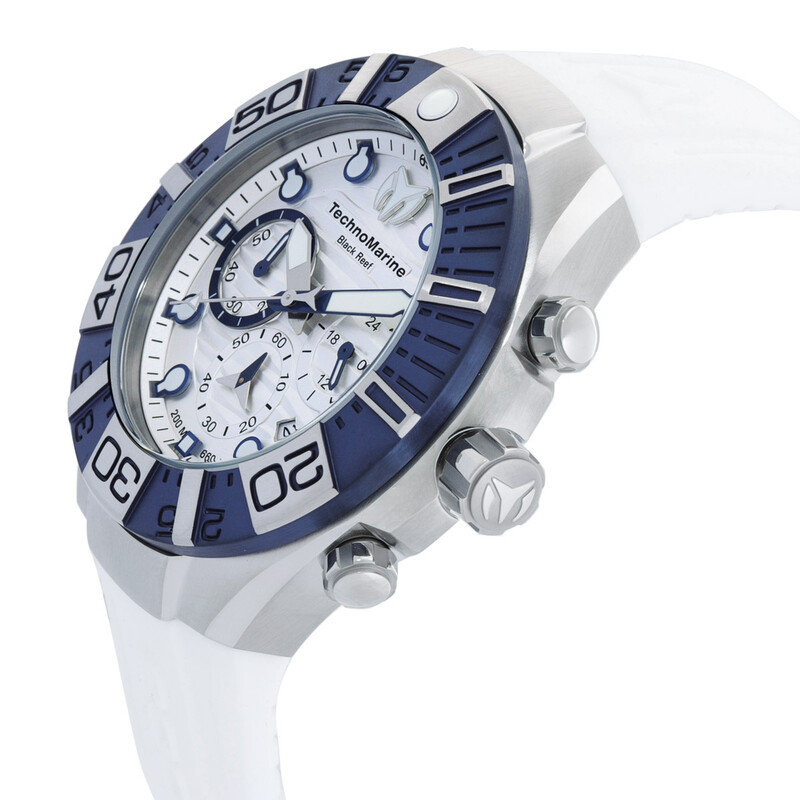 Tecnomar Reloj de hombre Reef Black Chronograph GMT de cuarzo con esfera blanca