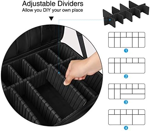 Relavel Makeup Case Large Makeup Bag Professional Train Case 16 5 inches Travel Cosmetic Organizer Brush Holder Waterproof Makeup Artist Storage Box  3 Layer Large Capacity  with Adjustable Strap