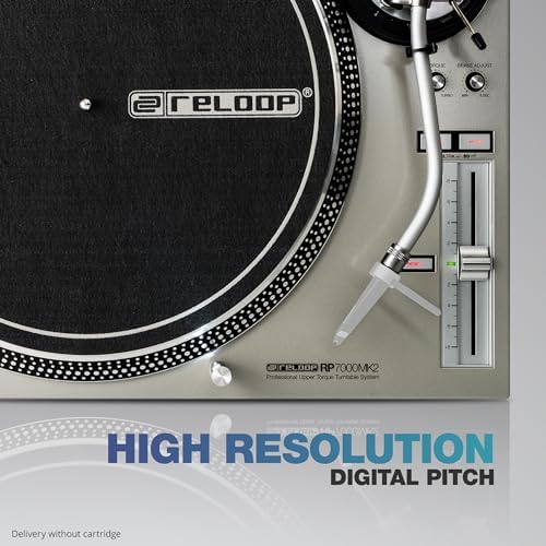 Reloop RP-7000 MK2 - Sistema de plato giratorio de par superior profesional, color plateado