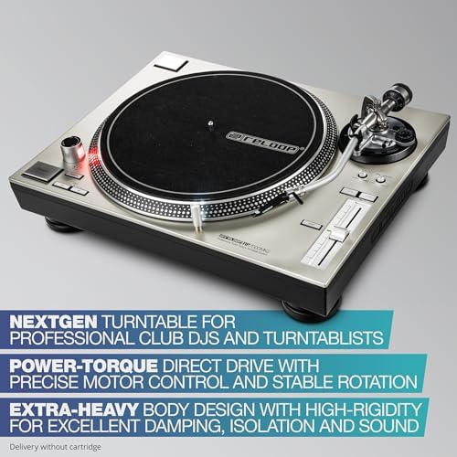 Reloop RP-7000 MK2 - Sistema de plato giratorio de par superior profesional, color plateado