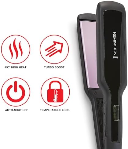 Remington 1 Flat Iron  Hair Straightener with Anti Static Technology  Rapid 30 Second Heat Up  60 Minute Auto Shut Off  30  Longer Ceramic Floating Plates  and Titanium Ceramic Coating