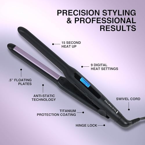 Remington 1 Flat Iron  Hair Straightener with Anti Static Technology  Rapid 30 Second Heat Up  60 Minute Auto Shut Off  30  Longer Ceramic Floating Plates  and Titanium Ceramic Coating