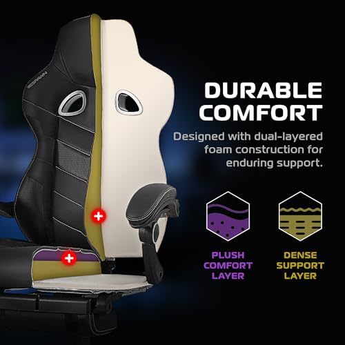 Respawn 110 Pro Ergonomic Gaming Chair with Footrest for Adults   Comfortable Office Gaming Recliner with Lumbar Support and Headrest  Racing Style Video Game Chairs for Computer Gamer   Gray Fabric