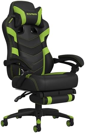Respawn 110 Pro Ergonomic Gaming Chair with Footrest for Adults   Comfortable Office Gaming Recliner with Lumbar Support and Headrest  Racing Style Video Game Chairs for Computer Gamer   Gray Fabric