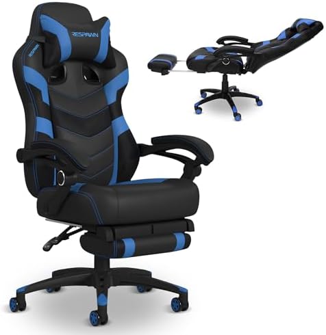 Respawn 110 Pro Ergonomic Gaming Chair with Footrest for Adults   Comfortable Office Gaming Recliner with Lumbar Support and Headrest  Racing Style Video Game Chairs for Computer Gamer   Gray Fabric
