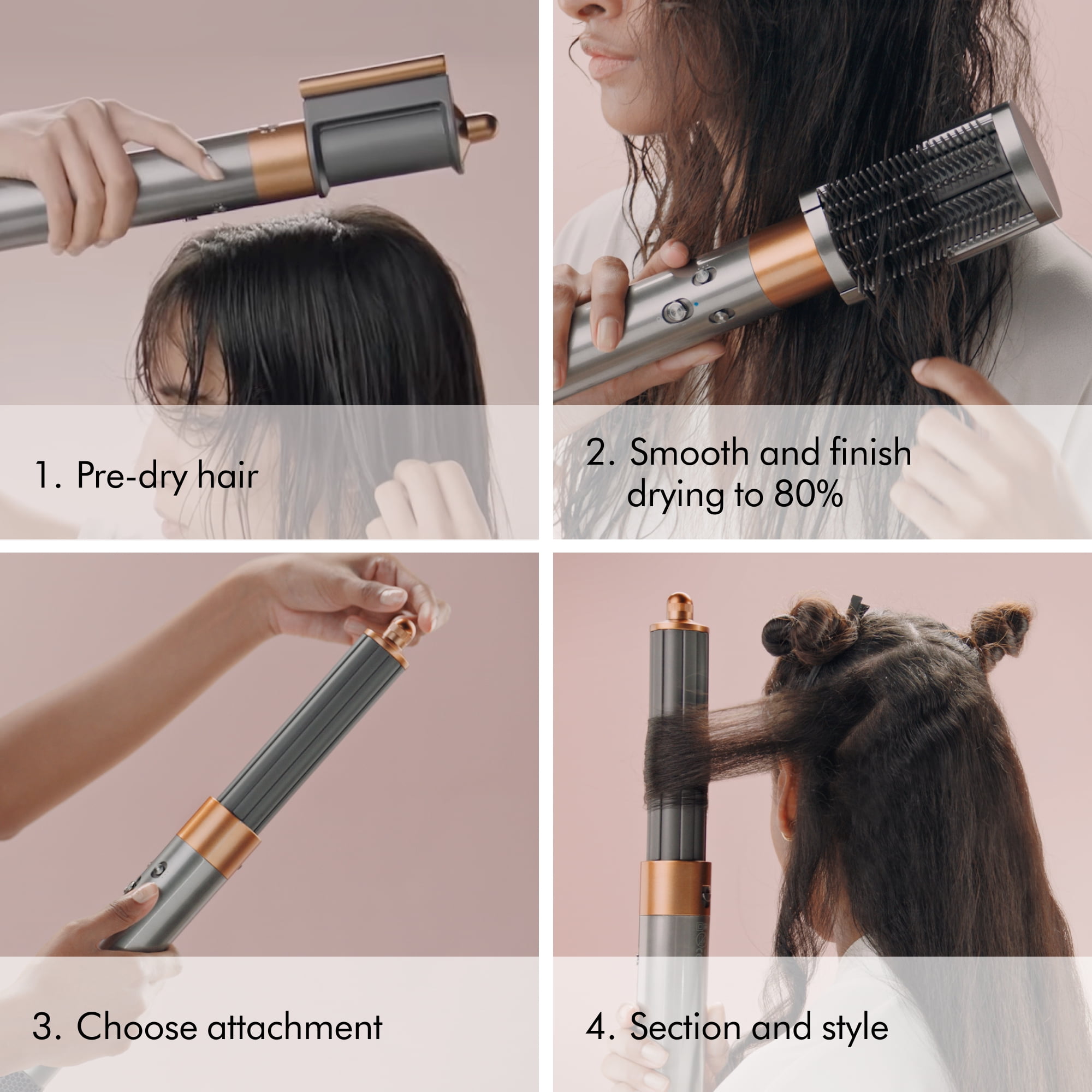 Restored Premium Dyson Airwrap  Multi styler Complete Long   Ceramic Pink/Rose Gold  Refurbished
