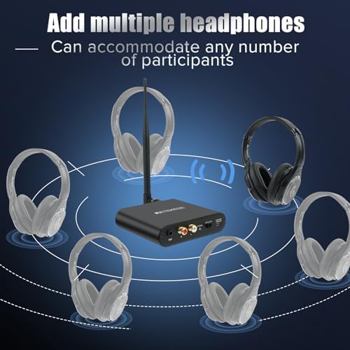 Retekess TA003 Silent Disco Headphone System  Silent Disco Party Headphones 3 Channels LED Light Wireless Stereo Headphones Bundle for Kids Party  Home Movies  10 Pack 