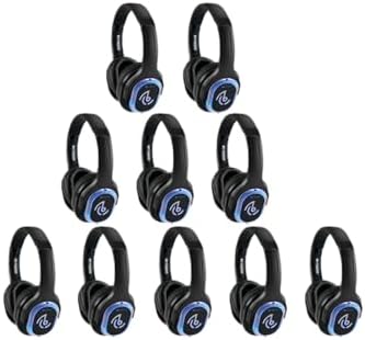 Retekess TA003 Silent Disco Headphone System  Silent Disco Party Headphones 3 Channels LED Light Wireless Stereo Headphones Bundle for Kids Party  Home Movies  10 Pack 