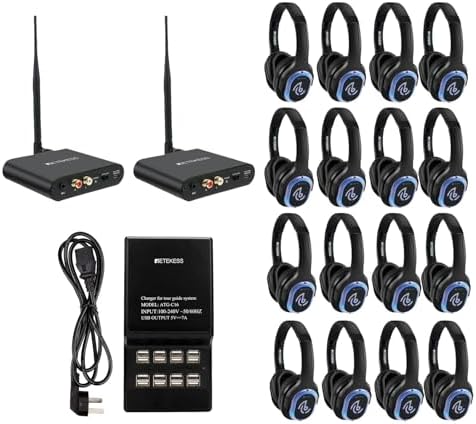 Retekess TA003 Silent Disco Headphone System  Silent Disco Party Headphones 3 Channels LED Light Wireless Stereo Headphones Bundle for Kids Party  Home Movies  10 Pack 