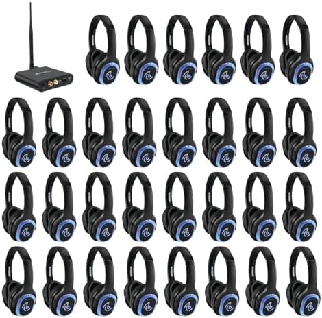 Retekess TA003 Silent Disco Headphone System  Silent Disco Party Headphones 3 Channels LED Light Wireless Stereo Headphones Bundle for Kids Party  Home Movies  10 Pack 