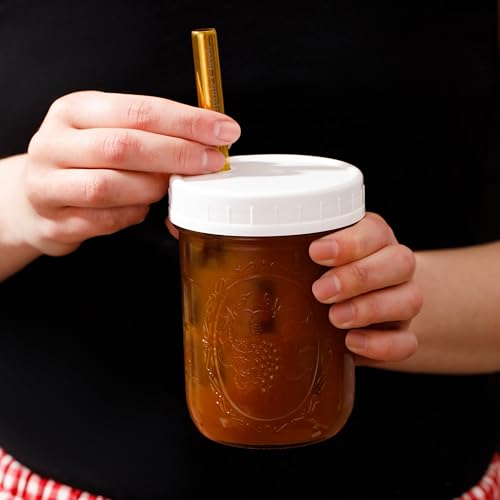 Tazas reutilizables para batidos de boca ancha para té Boba, Tazas de té de burbujas con tapas y popotes dorados, Frascos de vidrio con forma de bola, Vasos de vidrio (paquete de 2, frascos de vidrio de 16 oz)
