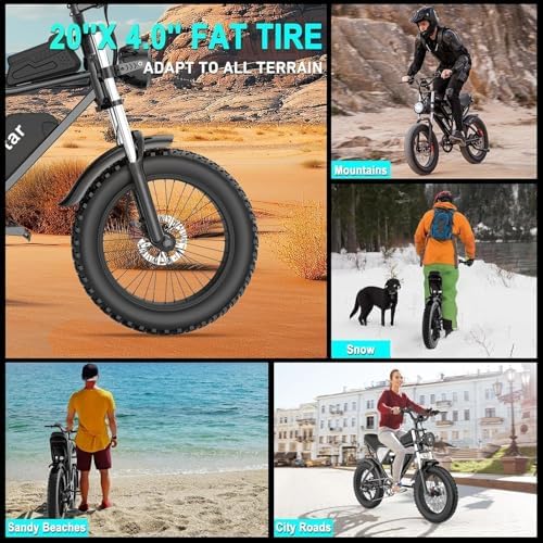 Ridstar Electric Bike for Adults Q20  3000/1500W  37/30MPH 52V 40AH 48V/20AH E Bike 30 180 Miles Electric Motorcycle  20 Fat Tire Dirt Bike  UL2849 GCC All Terrain for Mountains  Snow  Sand  Road
