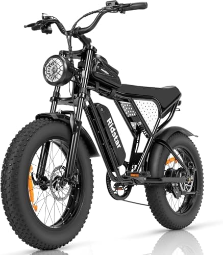 Ridstar Electric Bike for Adults Q20  3000/1500W  37/30MPH 52V 40AH 48V/20AH E Bike 30 180 Miles Electric Motorcycle  20 Fat Tire Dirt Bike  UL2849 GCC All Terrain for Mountains  Snow  Sand  Road