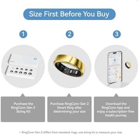 RingConn Sizing Kit   Size First Before You Buy   Choose from 9 Sizes   Sizes 6 to 14   Find The Perfect Ring Size Smart Ring Size   Only Compatible Smart Ring