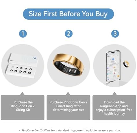 RingConn Sizing Kit   Size First Before You Buy   Choose from 9 Sizes   Sizes 6 to 14   Find The Perfect Ring Size Smart Ring Size   Only Compatible Smart Ring