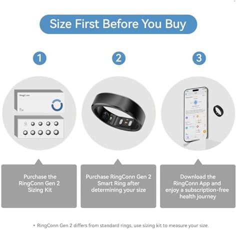 RingConn Sizing Kit   Size First Before You Buy   Choose from 9 Sizes   Sizes 6 to 14   Find The Perfect Ring Size Smart Ring Size   Only Compatible Smart Ring