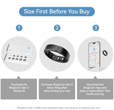 RingConn Sizing Kit   Size First Before You Buy   Choose from 9 Sizes   Sizes 6 to 14   Find The Perfect Ring Size Smart Ring Size   Only Compatible Smart Ring