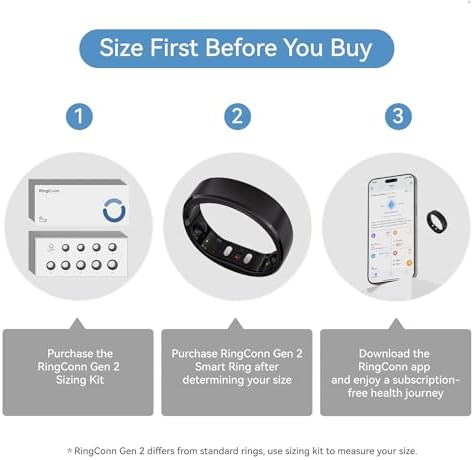 RingConn Sizing Kit   Size First Before You Buy   Choose from 9 Sizes   Sizes 6 to 14   Find The Perfect Ring Size Smart Ring Size   Only Compatible Smart Ring