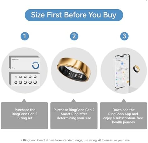 RingConn Sizing Kit   Size First Before You Buy   Choose from 9 Sizes   Sizes 6 to 14   Find The Perfect Ring Size Smart Ring Size   Only Compatible Smart Ring