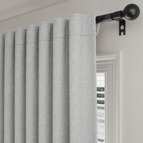 Rinwoc 100  Blackout Curtains for Bedroom 90 inch Length 2 Panels Set  Farmhouse Linen Textured Full Light Blocking Room Darkening Thermal Insulated Drapes for Living Room  W52xL90  Natural 