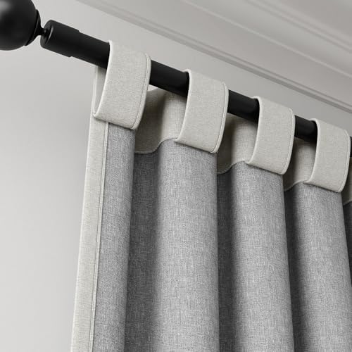 Rinwoc 100  Blackout Curtains for Bedroom 90 inch Length 2 Panels Set  Farmhouse Linen Textured Full Light Blocking Room Darkening Thermal Insulated Drapes for Living Room  W52xL90  Natural 