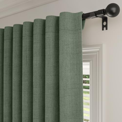Rinwoc 100  Blackout Curtains for Bedroom 90 inch Length 2 Panels Set  Farmhouse Linen Textured Full Light Blocking Room Darkening Thermal Insulated Drapes for Living Room  W52xL90  Natural 