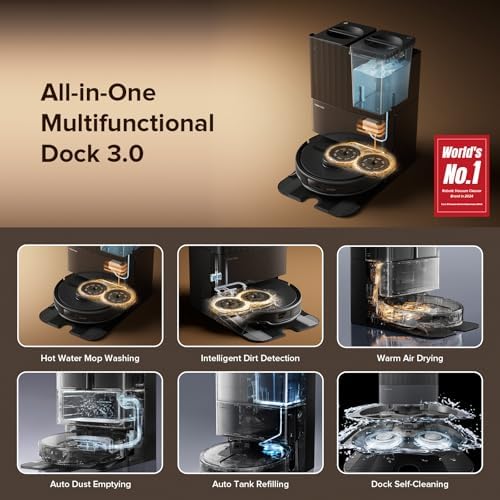 Roborock Qrevo Edge S5A Robot Vacuum and Mop  18 500Pa  Zero Tangling  DuoDivide Main Brush  FlexiArm Side Brush  Hot Water Mop Washing & Self Cleaning  Warm Air Drying  Self Emptying  White