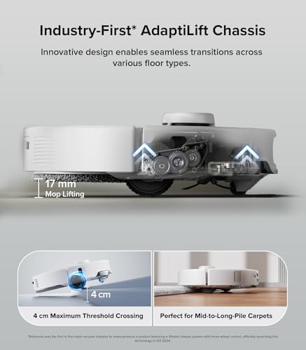 Roborock Qrevo Edge S5A Robot Vacuum and Mop  18 500Pa  Zero Tangling  DuoDivide Main Brush  FlexiArm Side Brush  Hot Water Mop Washing & Self Cleaning  Warm Air Drying  Self Emptying  White