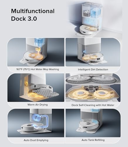 Roborock Qrevo Edge S5A Robot Vacuum and Mop  18 500Pa  Zero Tangling  DuoDivide Main Brush  FlexiArm Side Brush  Hot Water Mop Washing & Self Cleaning  Warm Air Drying  Self Emptying  White