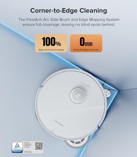 Roborock Qrevo Edge S5A Robot Vacuum and Mop  18 500Pa  Zero Tangling  DuoDivide Main Brush  FlexiArm Side Brush  Hot Water Mop Washing & Self Cleaning  Warm Air Drying  Self Emptying  White
