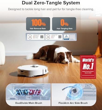 Roborock Qrevo Edge S5A Robot Vacuum and Mop  18 500Pa  Zero Tangling  DuoDivide Main Brush  FlexiArm Side Brush  Hot Water Mop Washing & Self Cleaning  Warm Air Drying  Self Emptying  White