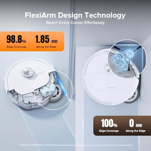 Roborock Qrevo Edge S5A Robot Vacuum and Mop  18 500Pa  Zero Tangling  DuoDivide Main Brush  FlexiArm Side Brush  Hot Water Mop Washing & Self Cleaning  Warm Air Drying  Self Emptying  White