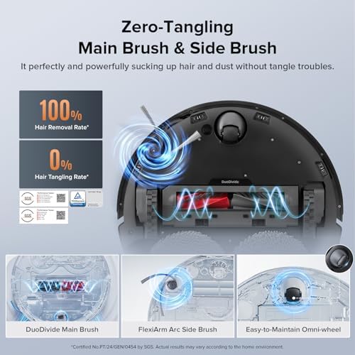 Roborock Qrevo Edge S5A Robot Vacuum and Mop  18 500Pa  Zero Tangling  DuoDivide Main Brush  FlexiArm Side Brush  Hot Water Mop Washing & Self Cleaning  Warm Air Drying  Self Emptying  White