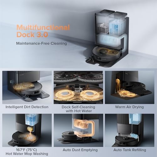 Roborock Qrevo Edge S5A Robot Vacuum and Mop  18 500Pa  Zero Tangling  DuoDivide Main Brush  FlexiArm Side Brush  Hot Water Mop Washing & Self Cleaning  Warm Air Drying  Self Emptying  White