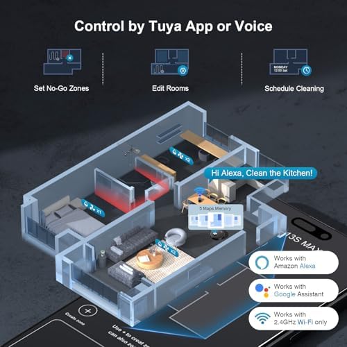 Robot Vacuum and Mop Combo  11500Pa Suction  3 in 1 Robotic Vacuum with Smart LiDAR Navigation  70 Day Self Emptying 160 Min Runtime App/Alexa/Voice Control  Ideal for Pet Hair  Carpet & Hard Floor