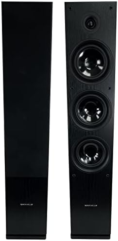 Rockville RockTower 68B 6 5 in Black 3 Way 500 Watt Peak / 125 Watt RMS Home Audio Tower Speakers with Dual Woofers  Passive 8 Ohm  2 Piece