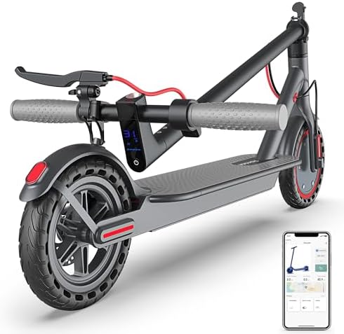 Roinside Electric Scooter   8 5/10/14 Solid Tires  350W/500W Motor  Up to 19/22MPH& 16/21/23/24Miles Long Range Portable Commuting Scooter for Adults with Double Braking System  App