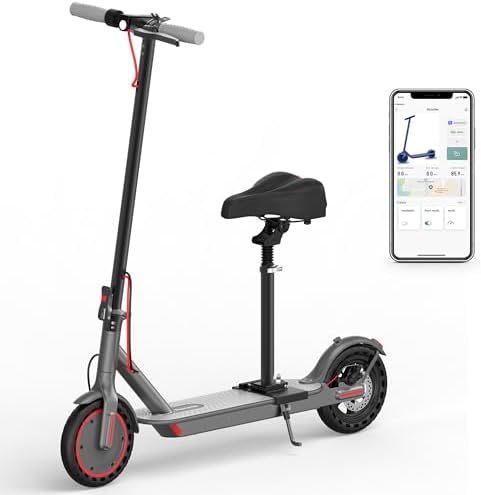 Roinside Electric Scooter   8 5/10/14 Solid Tires  350W/500W Motor  Up to 19/22MPH& 16/21/23/24Miles Long Range Portable Commuting Scooter for Adults with Double Braking System  App
