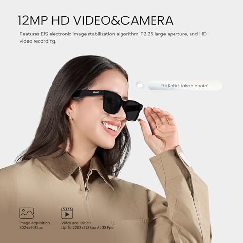 Rokid Ai Glasses Style  Non Display   2026 Smart Audio Sun Glasses with ChatGPT & Gemini  Real Time Translation  12MP Camera  Voice Controlled Assistant  Hands Free Calls  Productivity for Travel