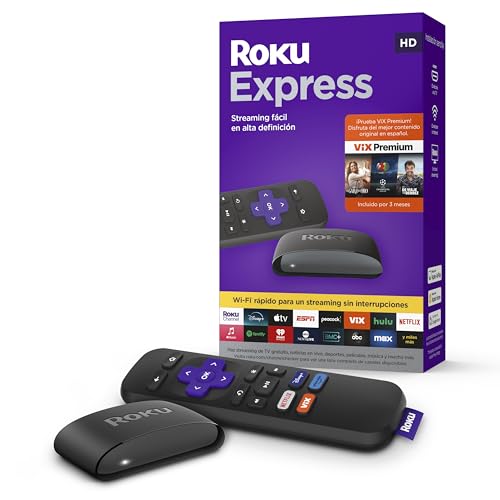 Roku Express Dispositivo de Streaming HD para TV  Spanish Edition    Con VIX Premium  Control remoto con botones de acceso rápido I Roku Express HD Streaming Device for TV  with VIX Premium Offer
