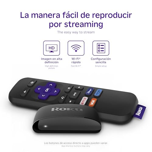 Roku Express Dispositivo de Streaming HD para TV  Spanish Edition    Con VIX Premium  Control remoto con botones de acceso rápido I Roku Express HD Streaming Device for TV  with VIX Premium Offer