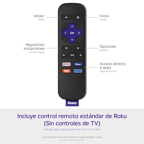 Roku Express Dispositivo de Streaming HD para TV  Spanish Edition    Con VIX Premium  Control remoto con botones de acceso rápido I Roku Express HD Streaming Device for TV  with VIX Premium Offer