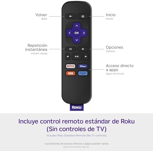 Roku Express Dispositivo de Streaming HD para TV  Spanish Edition    Con VIX Premium  Control remoto con botones de acceso rápido I Roku Express HD Streaming Device for TV  with VIX Premium Offer