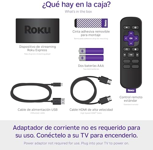Roku Express Dispositivo de Streaming HD para TV  Spanish Edition    Con VIX Premium  Control remoto con botones de acceso rápido I Roku Express HD Streaming Device for TV  with VIX Premium Offer