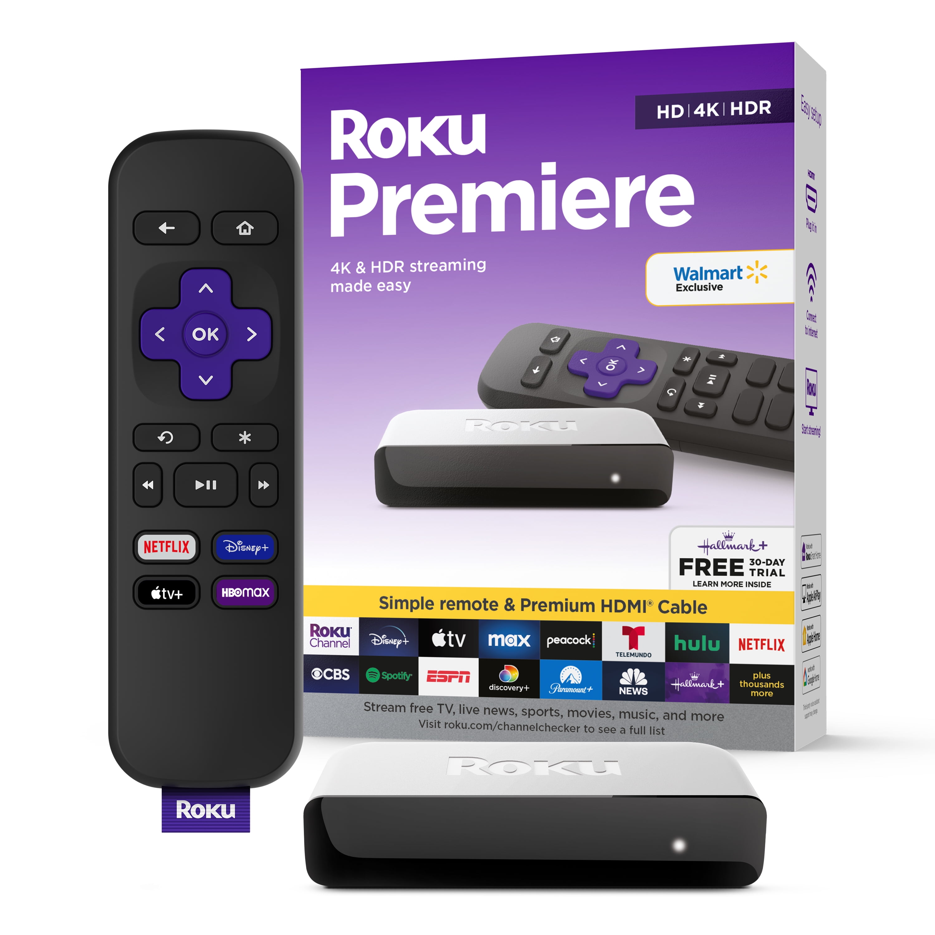 Roku Premiere   4K/HDR Streaming Media Player Wi Fi  Enabled with Premium High Speed HDMI  Cable and Standard Remote
